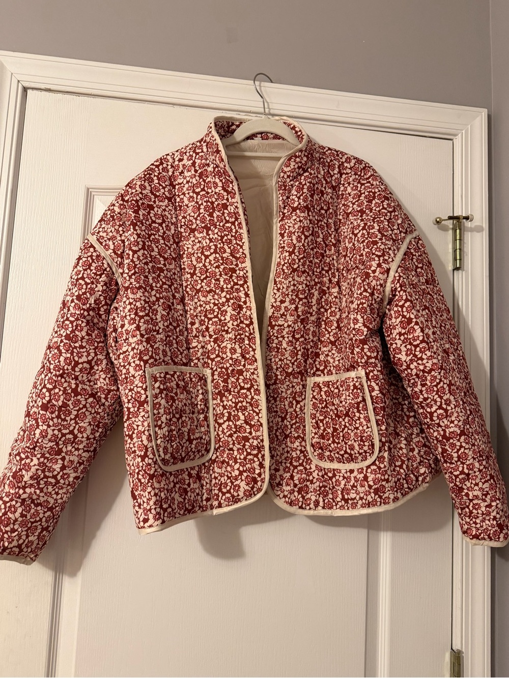 Quilted Floral Print Dolman Jacket